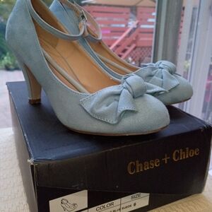 Chase + Chloe Light Blue Heels with Bow Accent.Size 6.New Condition